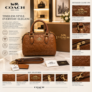COACCH MINI BROWN ROWAN EMBOSSED CROSSBODY BAG PREMIUM WITH OG BOX