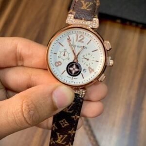 LOUIS VUITTON ROUND DIAL LETHER WOMEN WRIST WATCH