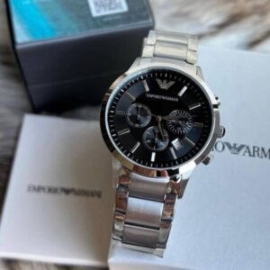 EMPORIO ARMANI STAINLESS STEEL SILVER CLASSIC WRIST WATCH