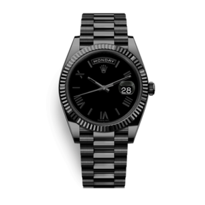ROLEX OYSTER PERPETUAL DAY/DATE BLACK STAINLESS STEEL WATCH