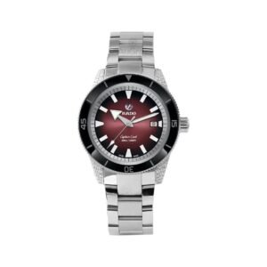 RADO CAPTAIN COOK RED DIAL METAL WRIST WATCH