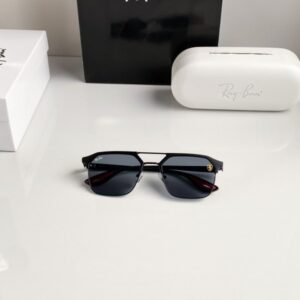 Branded Rb Black Red Metal Frame Sunglasses Bt (With Original Kit)