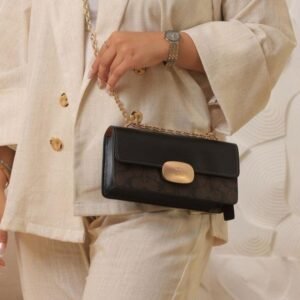 Coach Eliza Premium Crossbody Sling Bag With OG Magnetic Gift Box & Dust Bag (Black Brown - 915)