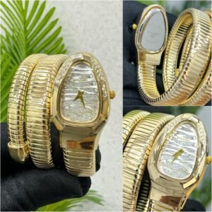 Bvlgari Serpentine Women’s Watch – Gold Finish | Textured Silver Dial