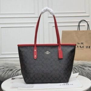 Coach Signature City Tote Bag With OG Box & Dust Bag (Dark_Brown-829)(BSB)