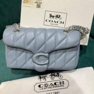 Coach Soft Blue Tabby 26 Quilted Medium Leather Shoulder Bag With OG Box & Dust Bag (CP-150-Blue)(LB)