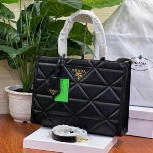 Prada Leather Symbole Tote Bag With OG Box & Dust Bag (Black-890)(BSB)