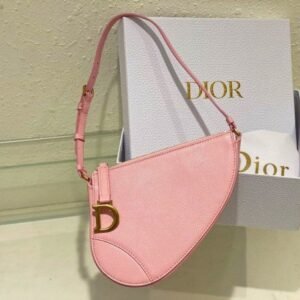 Christian Dior CD Saddle Rodeo Bag Pouch With OG Box & Dust Bag (379 Pink)