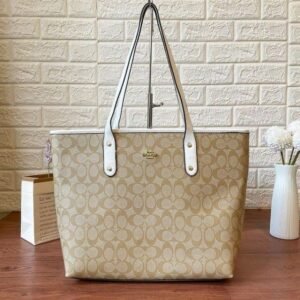 Coach Signature City Tote Bag With OG Box & Dust Bag (Beige_White-931)(BSB)