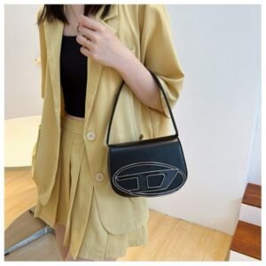 Diesel 1DR Shoulder Bag With OG Box & Dust Bag & Extra Shoulder Strap (Black-442)(BSB)