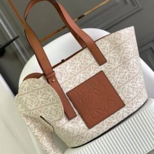 Loewe Elephant Anagram Premium Edition Basket Tote Bag With Dust Bag (White - 701)(BSB)