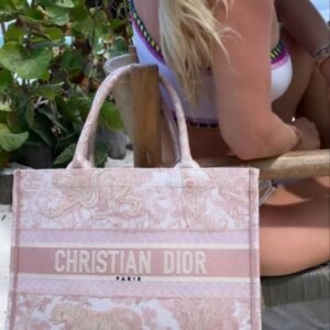 Dior Book Tote Pink Toile De Jouy With OG Box & Dust Bag & Scarf (Pink Tiger-574)(BSB)