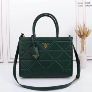 Prada Leather Symbole Tote Bag With Dust Bag (Green-223)(BSB)