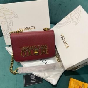 Versace Jeans Couture Saffiano Lock Crossbody Bag With OG Gift Box & Dust Bag (Red - VA029)(LB)