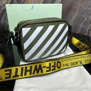 Off White Binder Nylon Small Crossbody With OG Box & Dust Bag & 07 Army Green Yellow(LB)