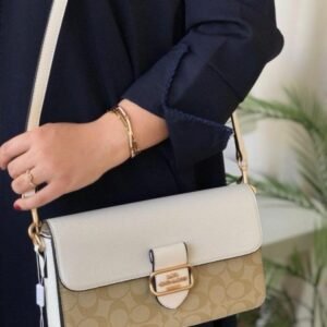 Coach Morgan 27 Shoulder Bag With OG Box & Dust Bag (5710_Apricot_whiteBeige)(LB)