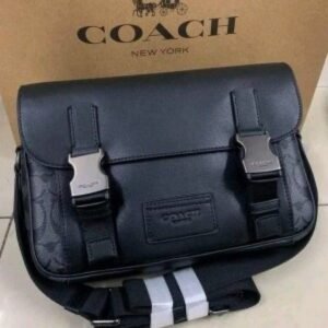 Coach Track Crossbody In Signature Canvas With Dust Bag 1680 Black(LB)