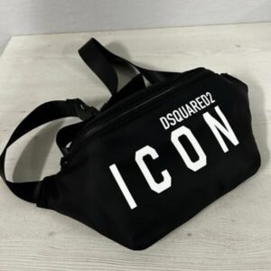 Dsquared2 Icon Nylon Waist Pouch Track Belt With Dust Bag D1103 Black(LB)