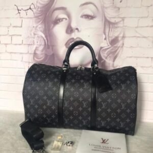 Louis Vuitton Keepall 55 Premium Duffle Bag With Dust Bag Black Flower 41416-12(LB)