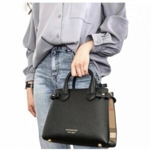 Burberry Medium Banner Handbag With Dust Bag & Shoulder Strap