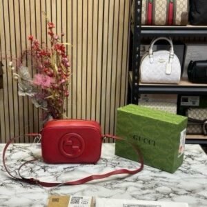 GUCC I SOHO LEATHER HANDBAG WITH OG BOX AND DUST (RED) (S5)(MT)