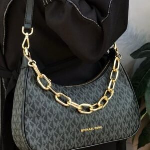 Michael-Michael-Kors Cora Medium Signature PVC Zip Pouchette Crossbody Bag Brown with box 376(BR)