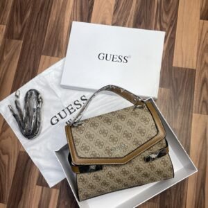GUESS Zadie Logo Top Handle Flap Bag Powder Logo With Og box 303(BR)
