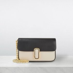 Marc Jacobs The J Marc Shoulder Bag With OG Box & Dust Bag (Black-White- 115)(BSB)
